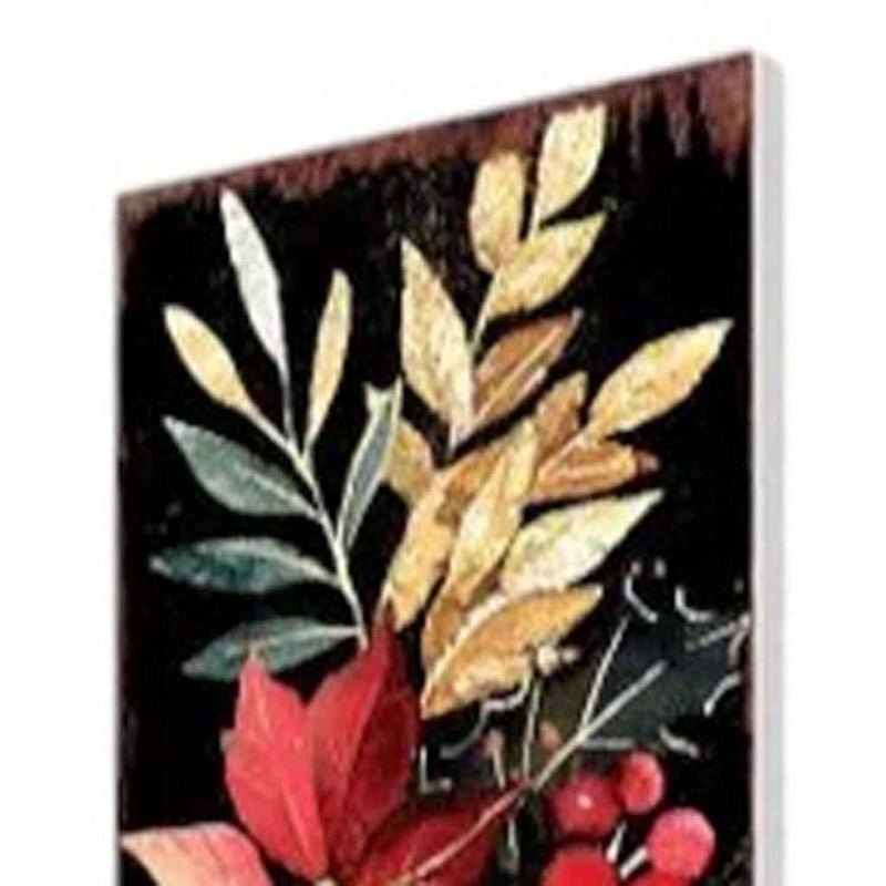 42" Black And Red Solid Wood Christmas Poinsettia Garden Stake