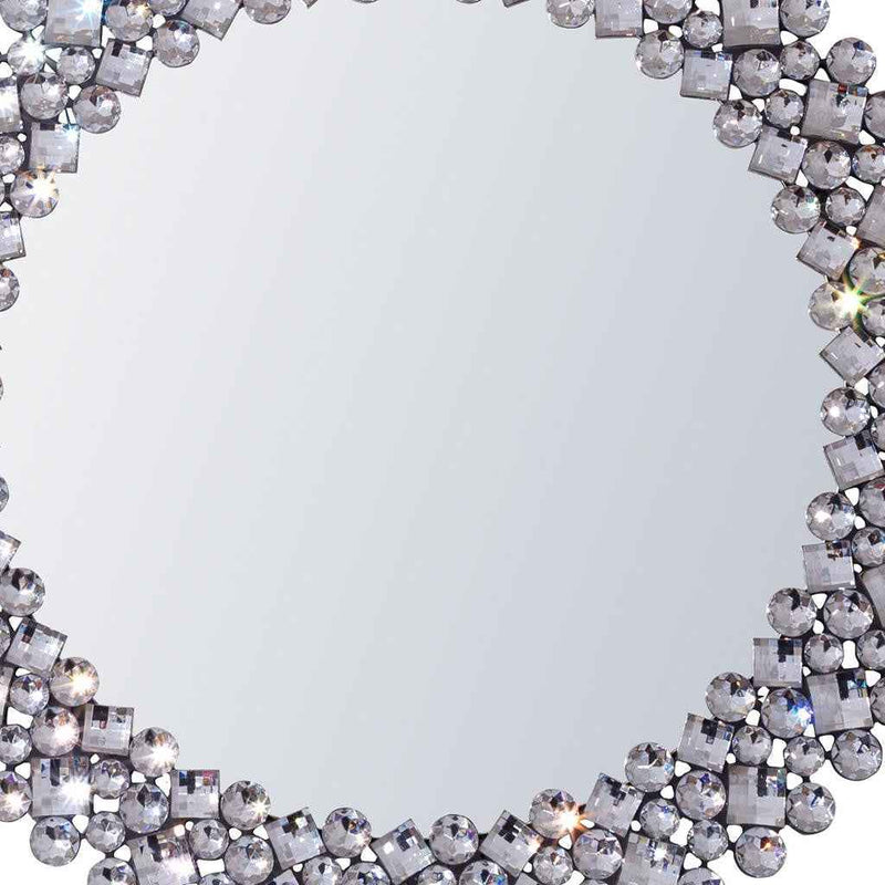 26" Silver Round Faux Crystal Bling Framed Accent Mirror