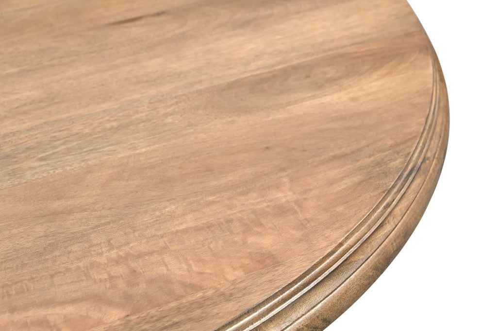 54" Brown Solid Wood Pedestal Base Round Top Dining Table