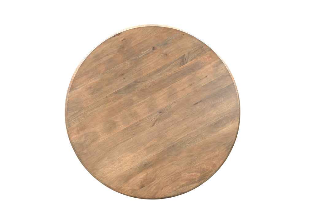 54" Brown Solid Wood Pedestal Base Round Top Dining Table