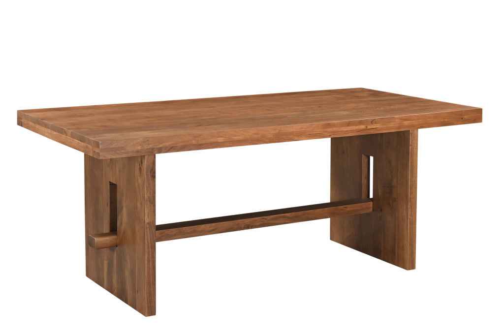 75" Brown Solid Wood Trestle Base Dining Table