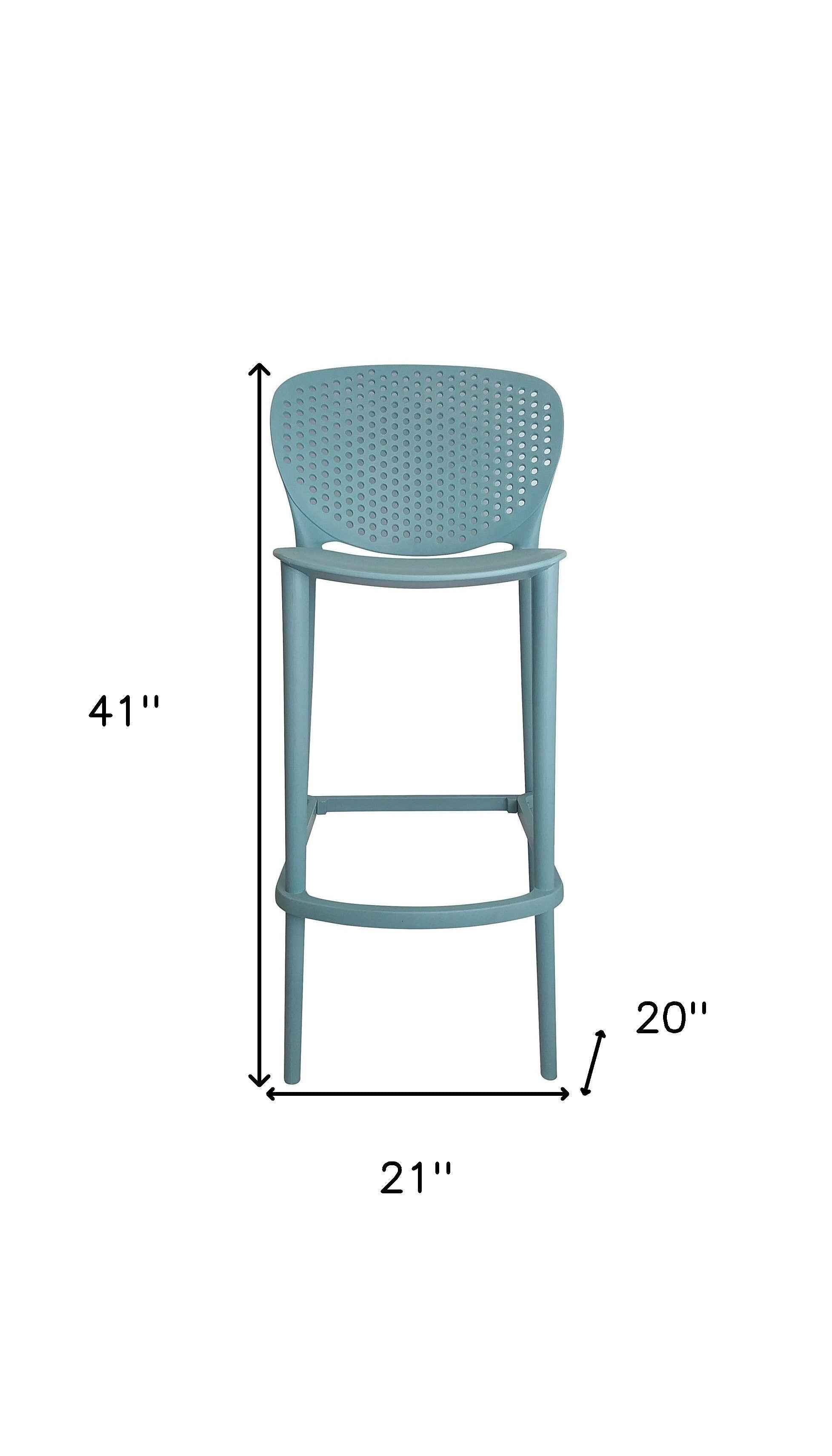 Set of Four 30" Green Heavy Duty Plastic Low Back Bar Height Bar Chairs