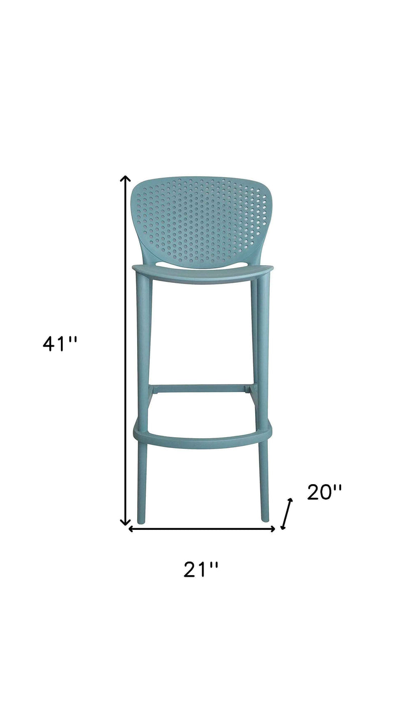 Set of Four 30" Green Heavy Duty Plastic Low Back Bar Height Bar Chairs