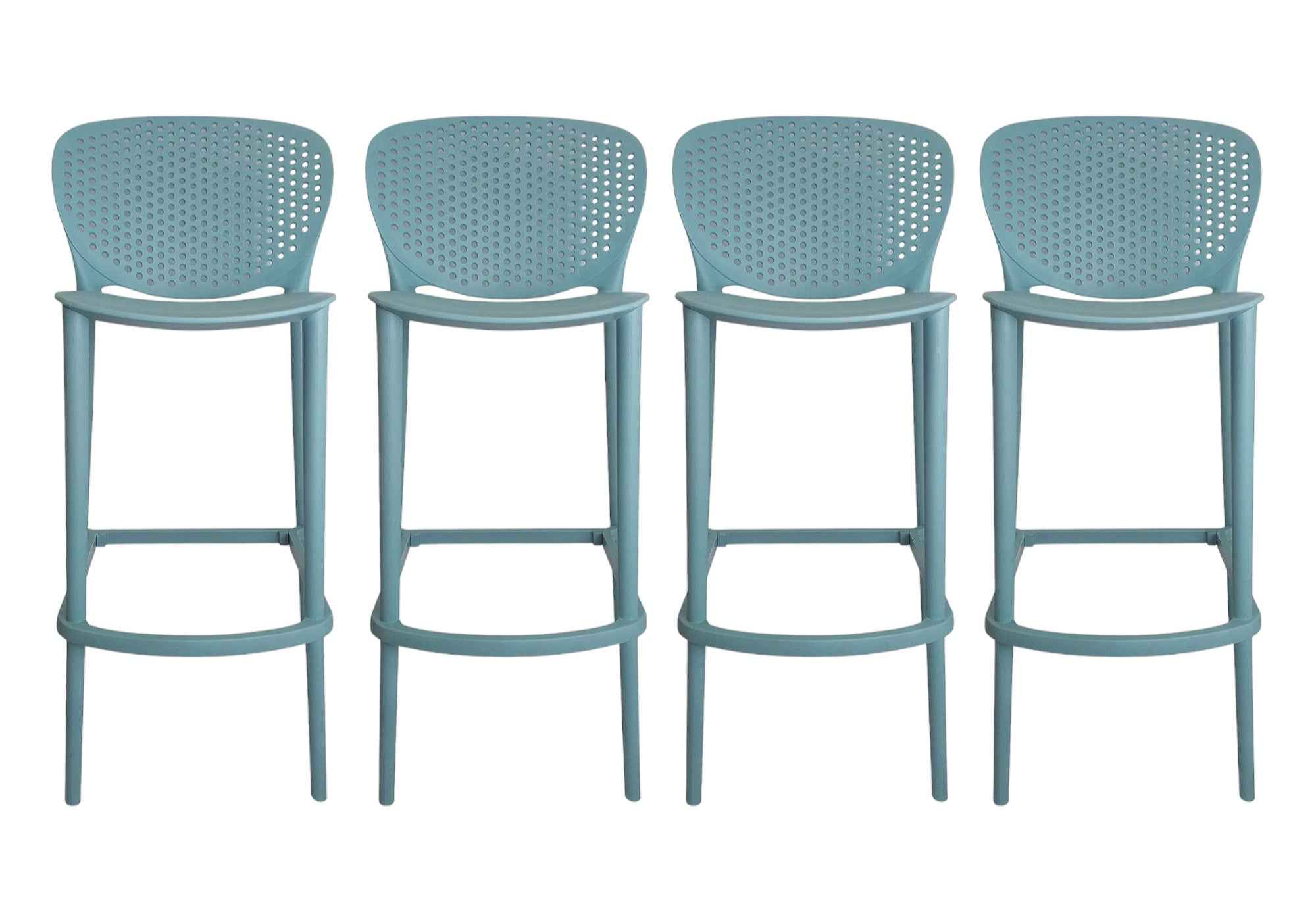 Set of Four 30" Green Heavy Duty Plastic Low Back Bar Height Bar Chairs