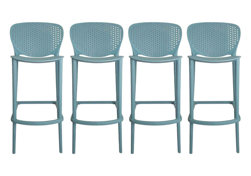 Set of Four 30" Green Heavy Duty Plastic Low Back Bar Height Bar Chairs