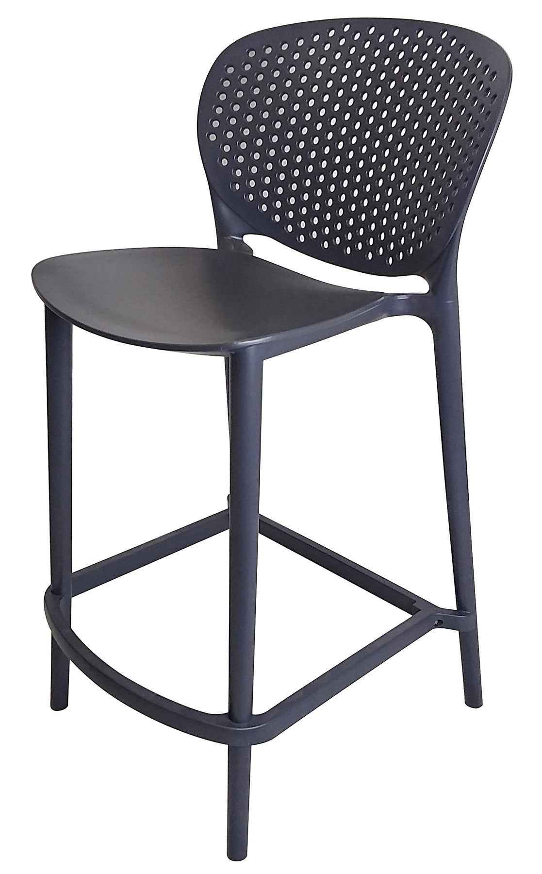 Set of Four 30" Dark Gray Heavy Duty Plastic Low Back Bar Height Bar Chairs