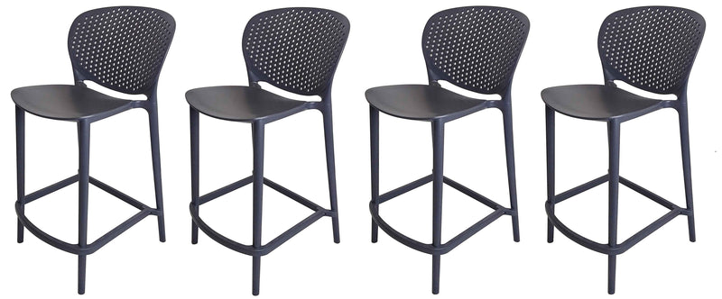 Set of Four 30" Dark Gray Heavy Duty Plastic Low Back Bar Height Bar Chairs