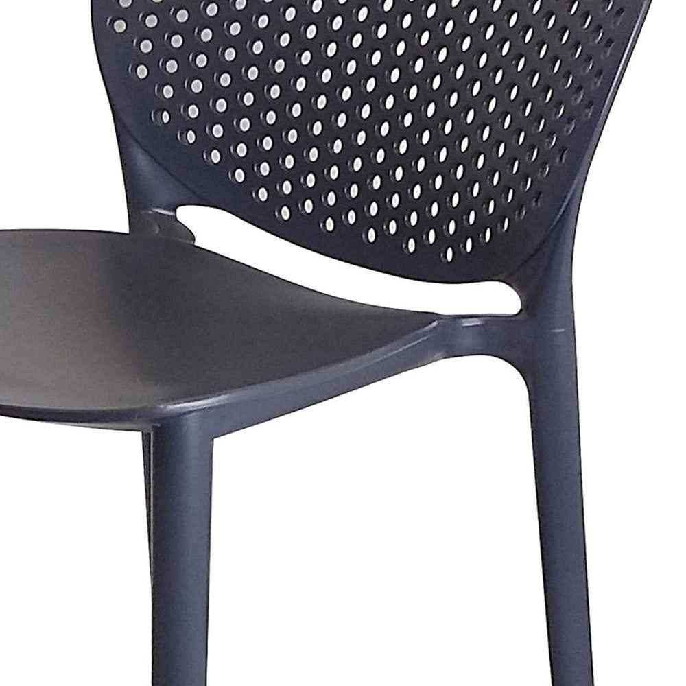 Set of Four 30" Dark Gray Heavy Duty Plastic Low Back Bar Height Bar Chairs