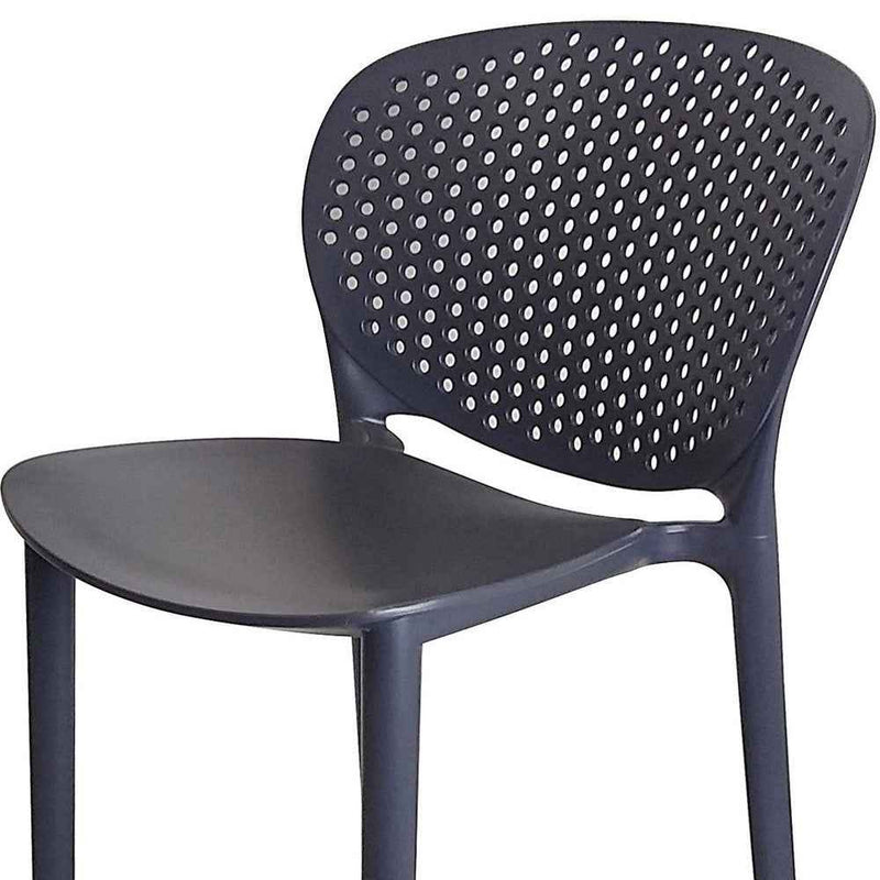 Set of Four 30" Dark Gray Heavy Duty Plastic Low Back Bar Height Bar Chairs