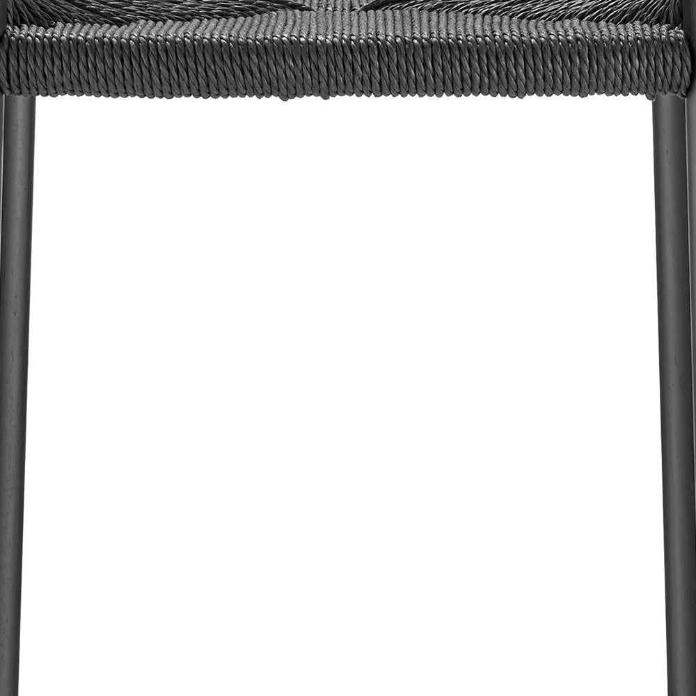 31" Black Rush and Solid Wood Backless Bar Height Bar Chair