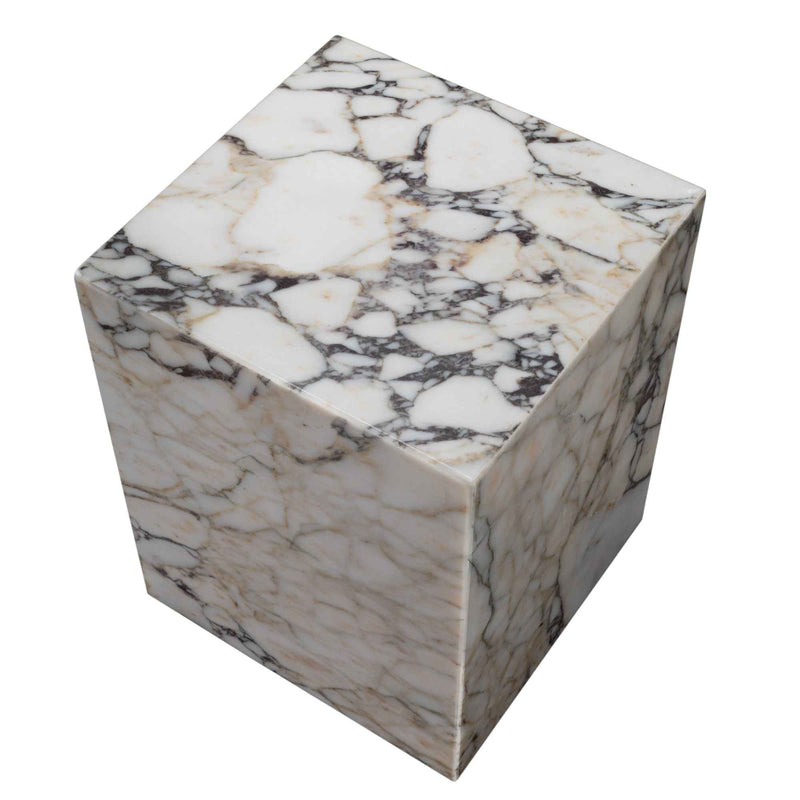 20" Ivory Marble Square Block End Table