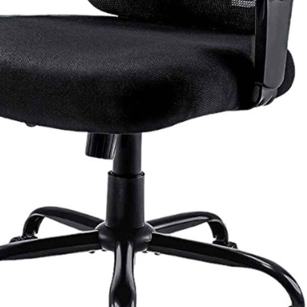 Black Fabric Mesh and Steel Adjustable Swivel Rolling Executive Office Chair