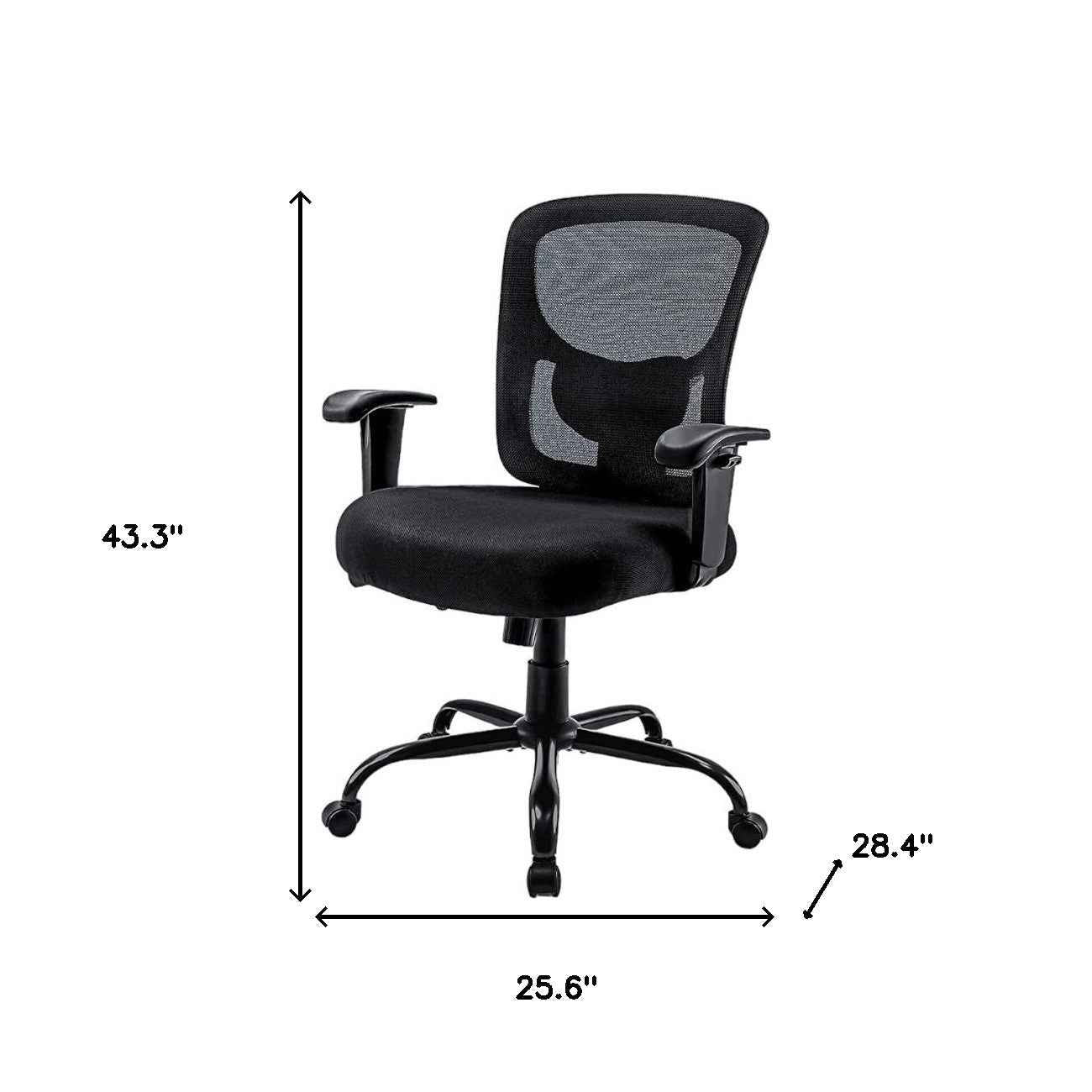 Black Fabric Mesh and Steel Adjustable Swivel Rolling Executive Office Chair