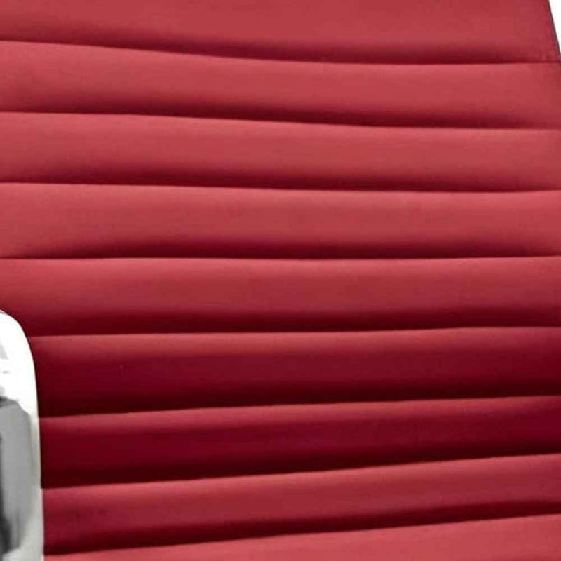 Red and Silver Faux Leather Adjustable Height Swivel Rolling Office Chair