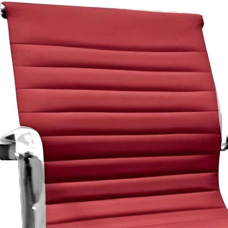 Red and Silver Faux Leather Adjustable Height Swivel Rolling Office Chair