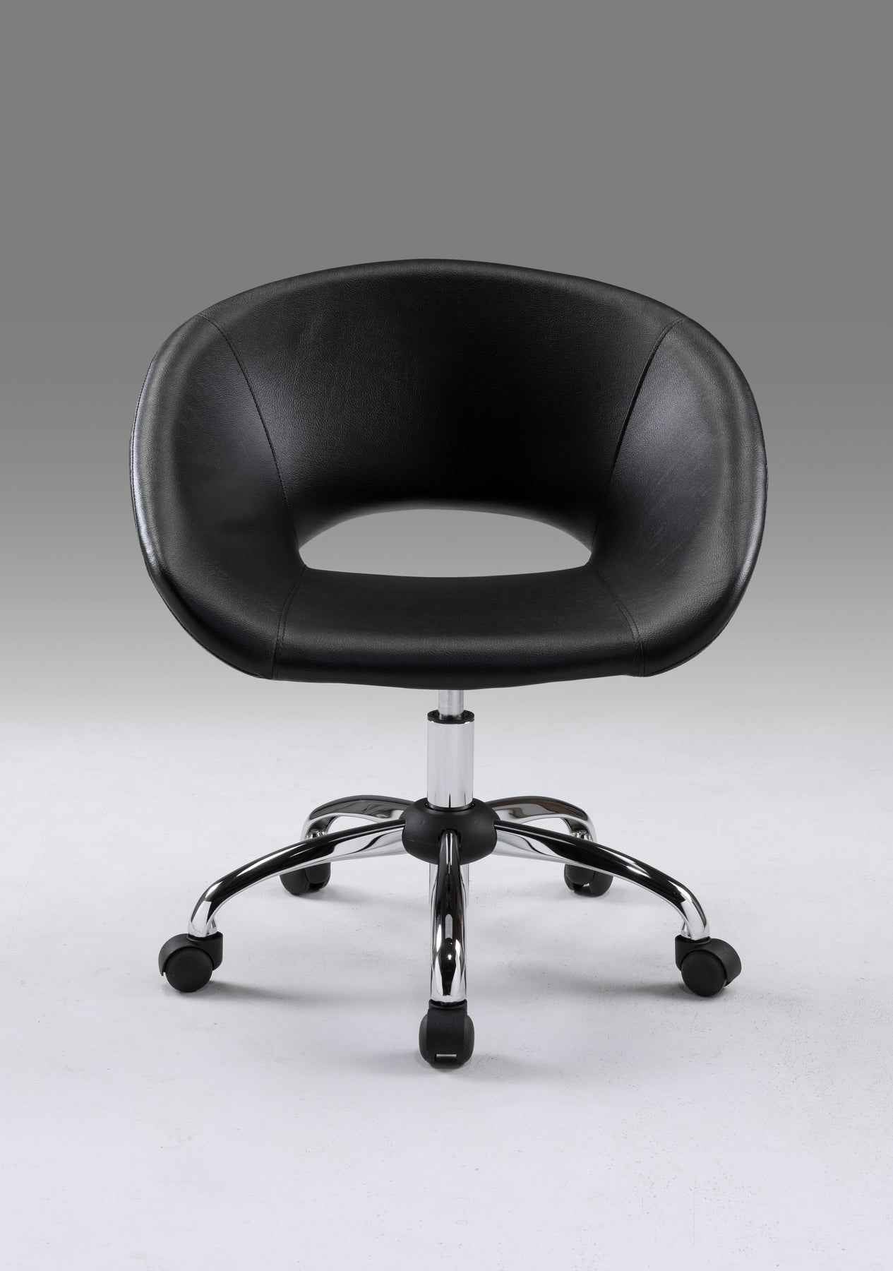 Black and Silver Faux Leather Adjustable Height Swivel Rolling Office Chair