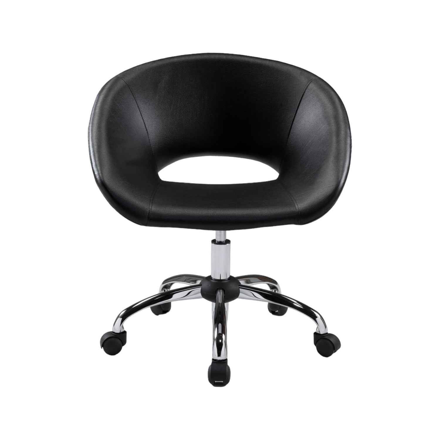 Black and Silver Faux Leather Adjustable Height Swivel Rolling Office Chair