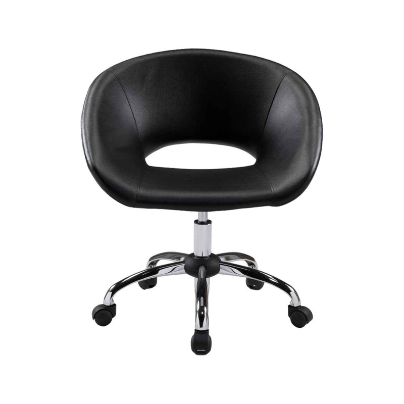 Black and Silver Faux Leather Adjustable Height Swivel Rolling Office Chair
