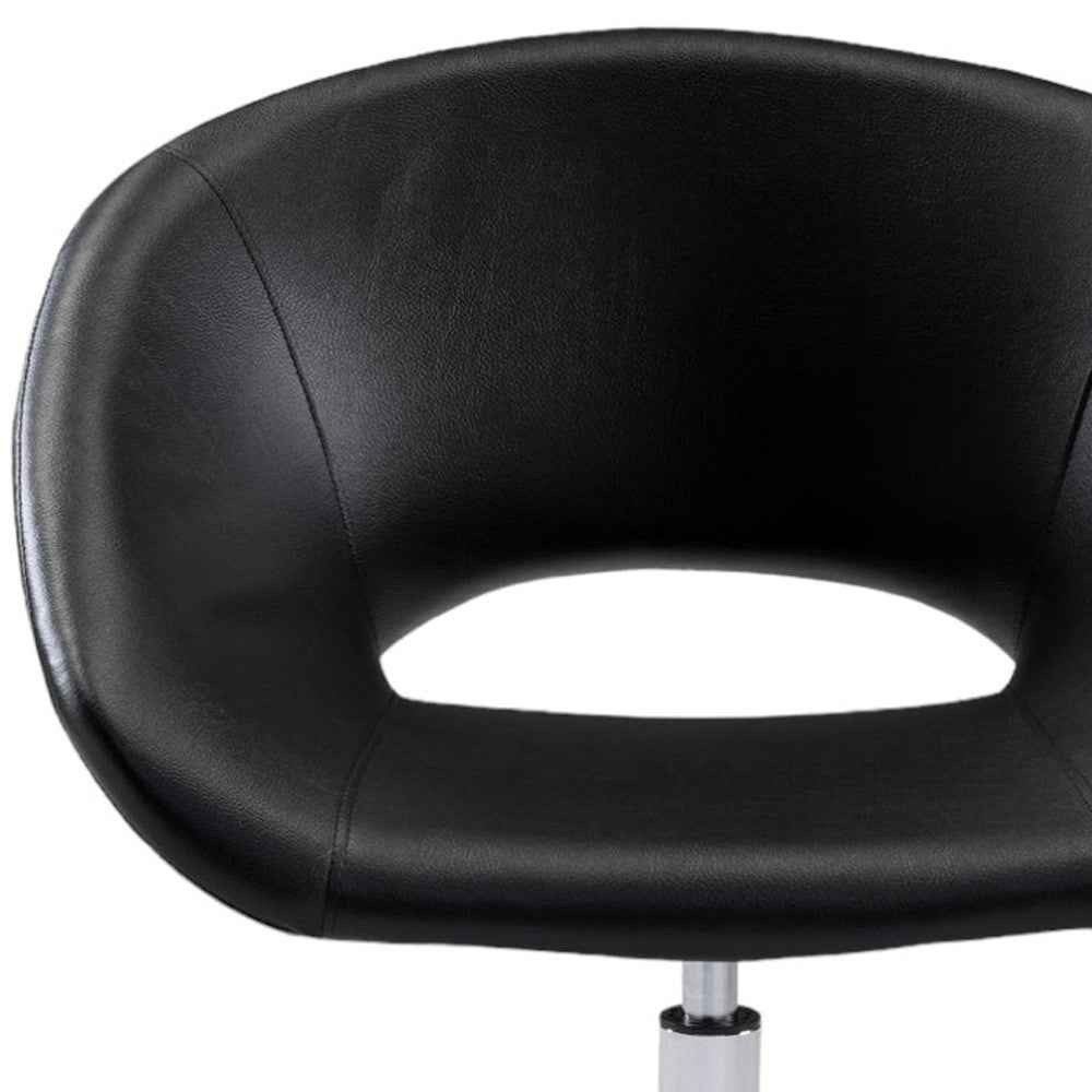 Black and Silver Faux Leather Adjustable Height Swivel Rolling Office Chair