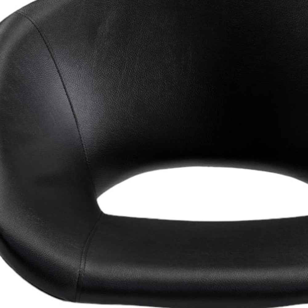 Black and Silver Faux Leather Adjustable Height Swivel Rolling Office Chair