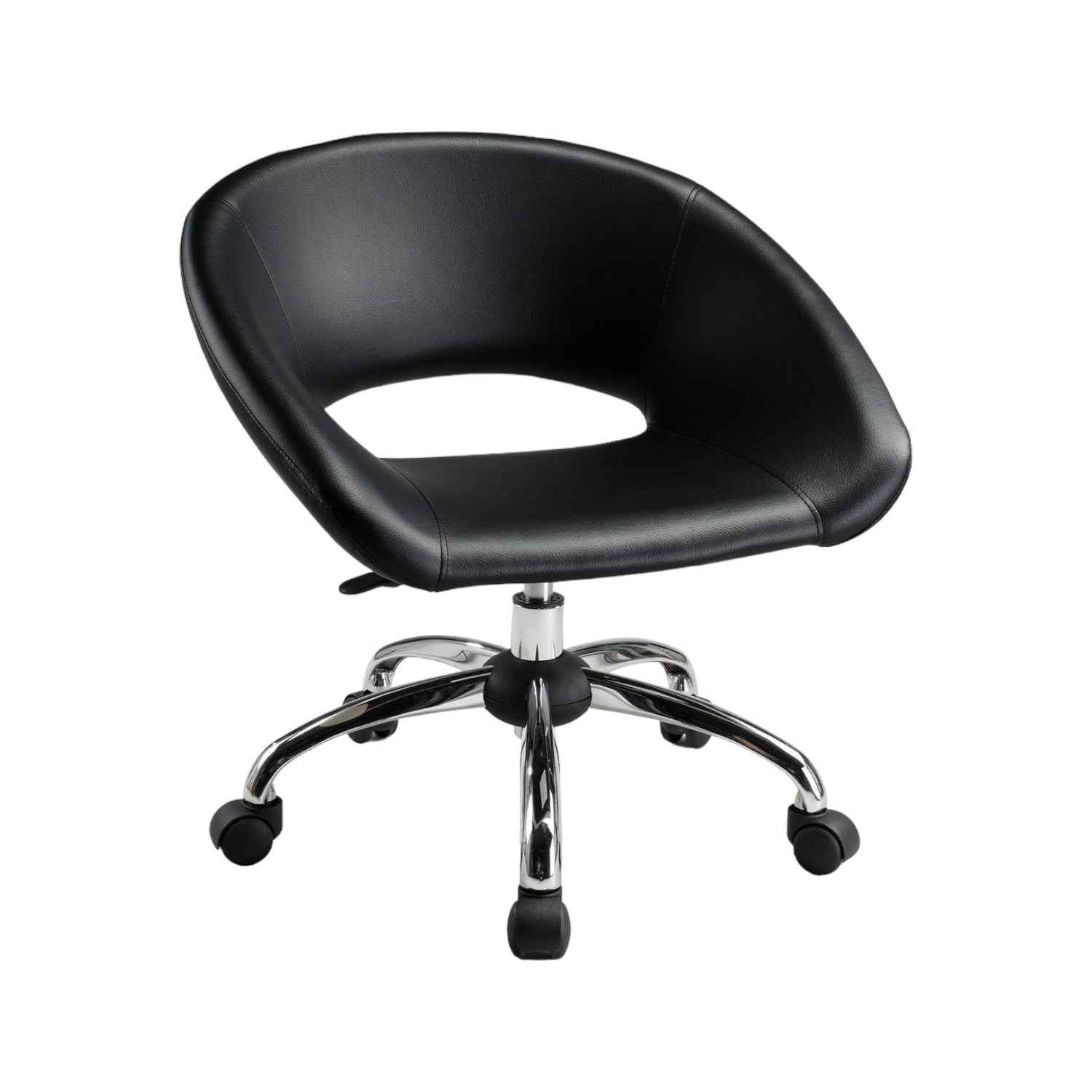 Black and Silver Faux Leather Adjustable Height Swivel Rolling Office Chair
