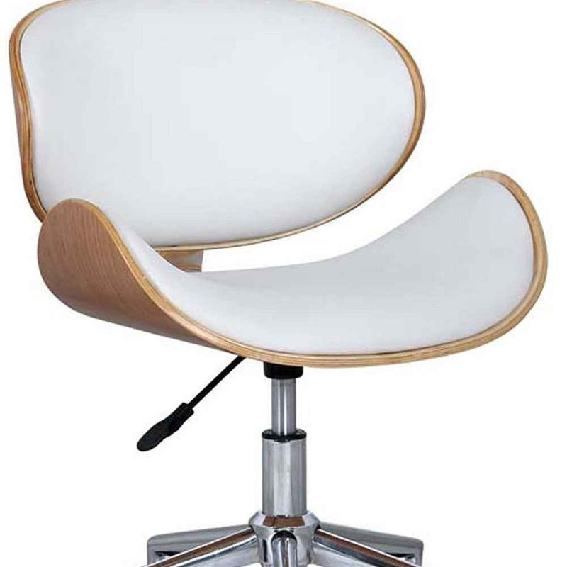 Brown White and Silver Adjustable Height Swivel Rolling Office Chair