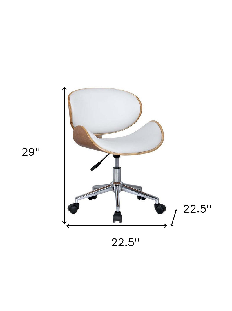 Brown White and Silver Adjustable Height Swivel Rolling Office Chair