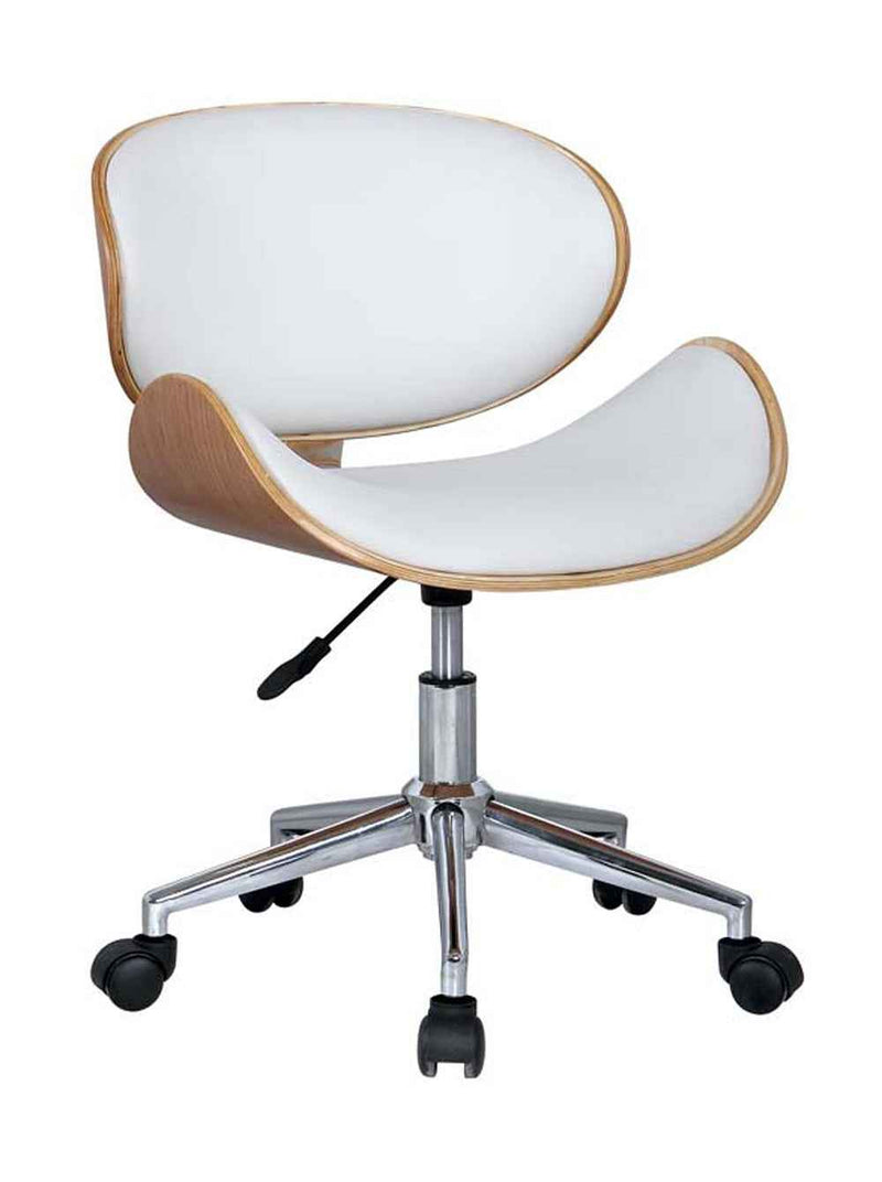 Brown White and Silver Adjustable Height Swivel Rolling Office Chair