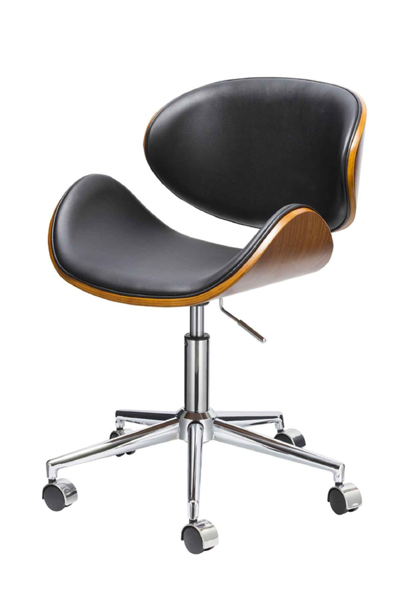 Brown Black and Silver Adjustable Height Swivel Rolling Office Chair