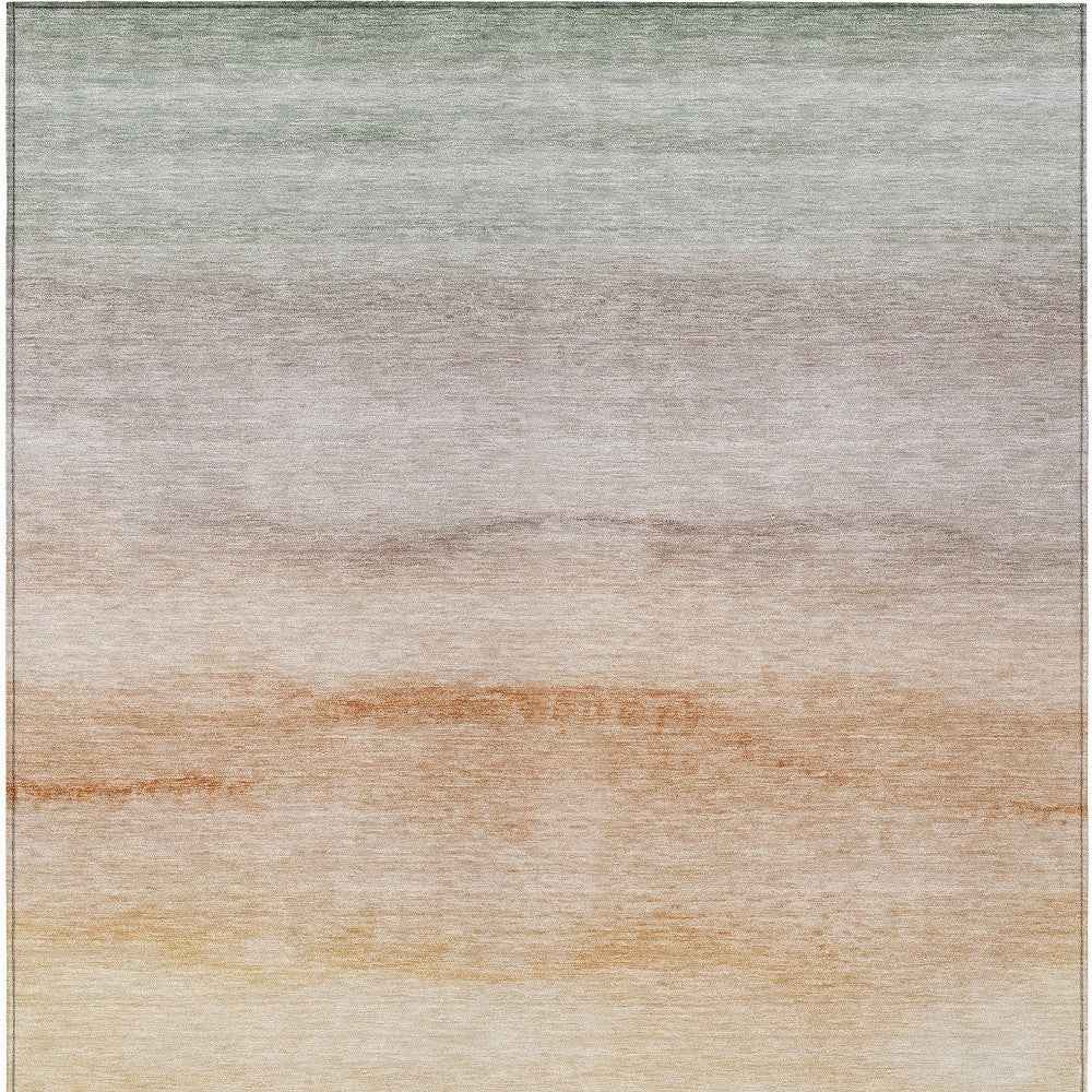 5' X 8' Coral Striped Washable Indoor Outdoor Area Rug