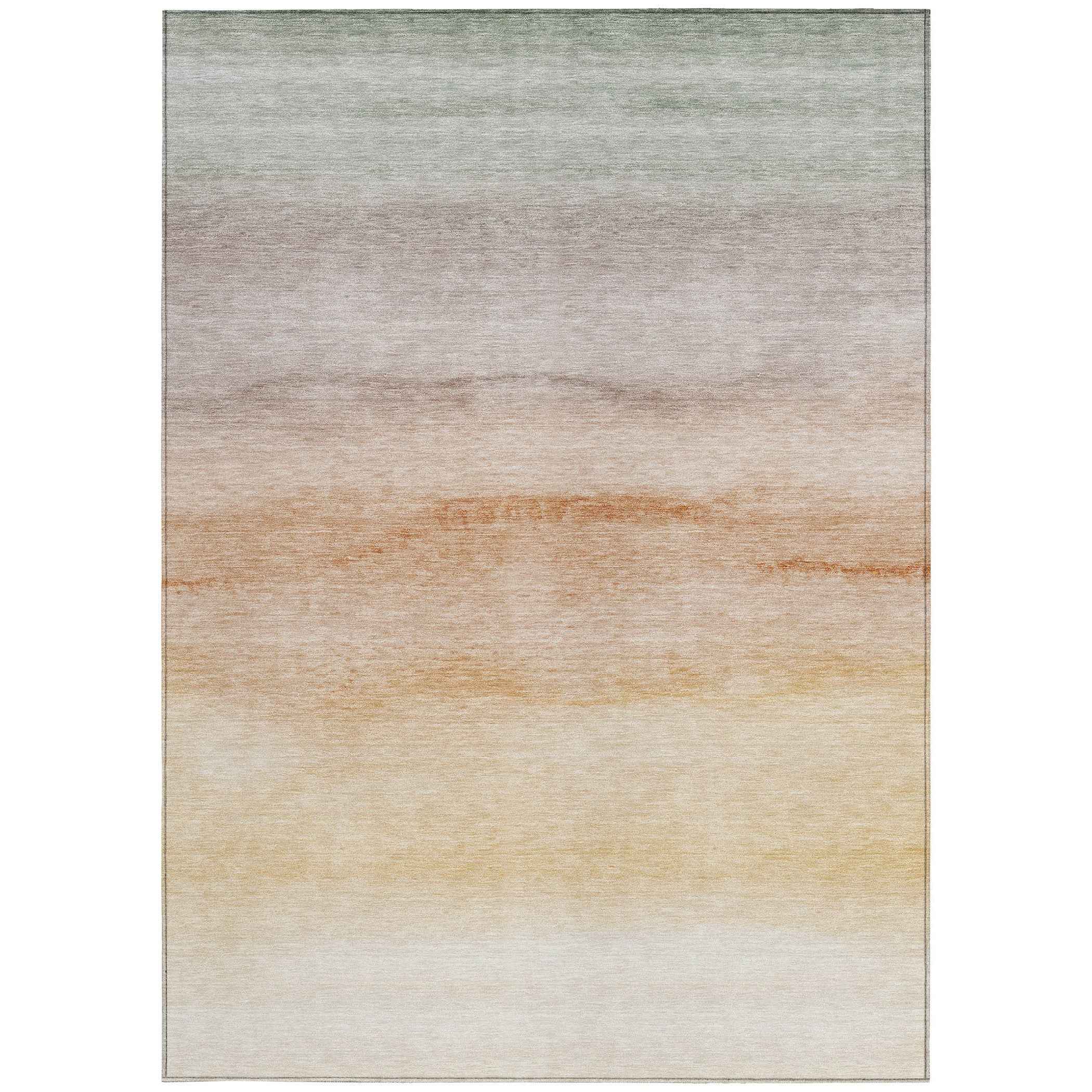 5' X 8' Coral Striped Washable Indoor Outdoor Area Rug