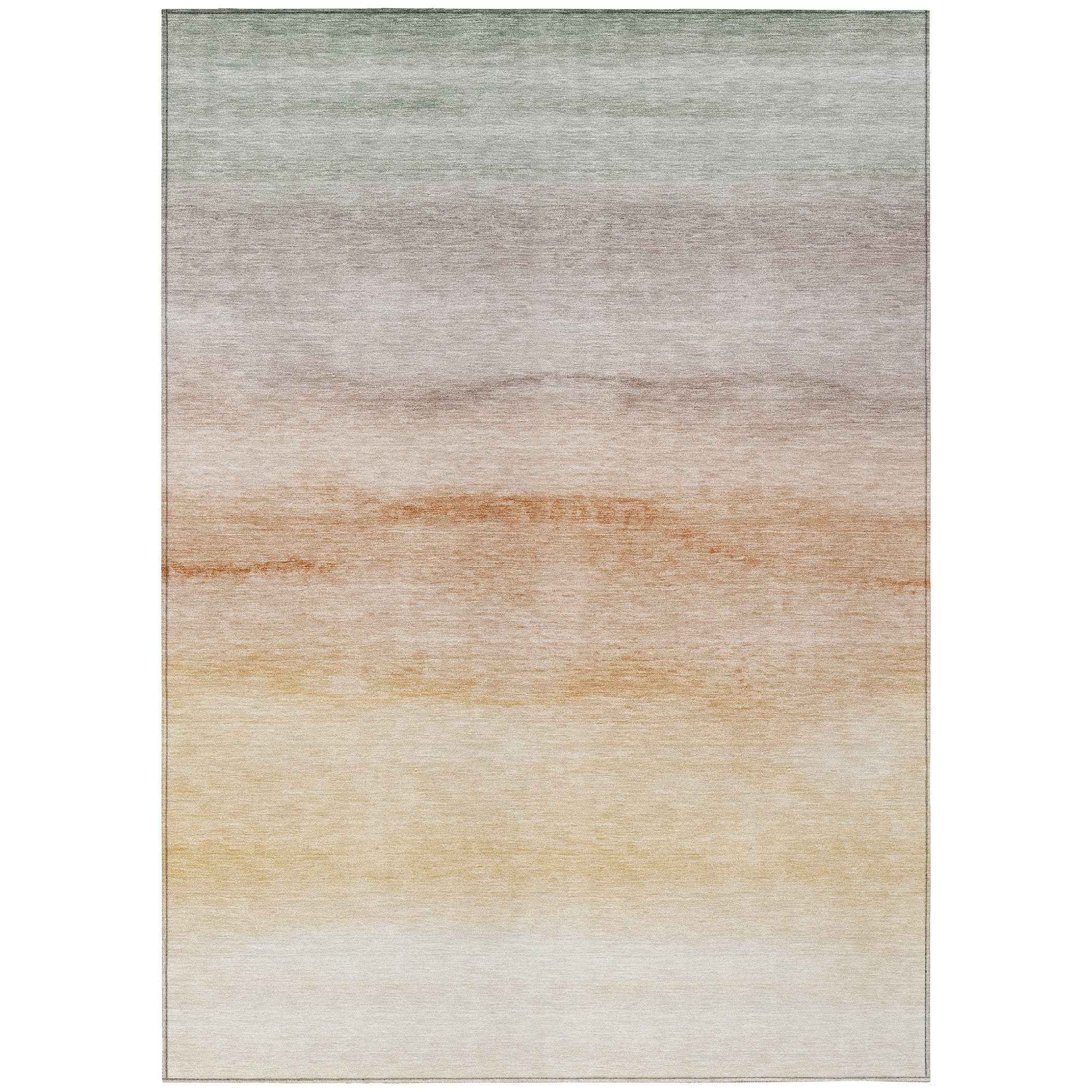 5' X 8' Coral Striped Washable Indoor Outdoor Area Rug
