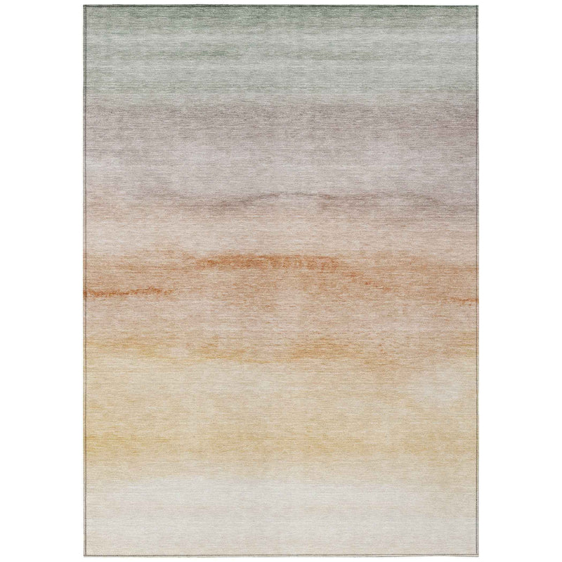 5' X 8' Coral Striped Washable Indoor Outdoor Area Rug