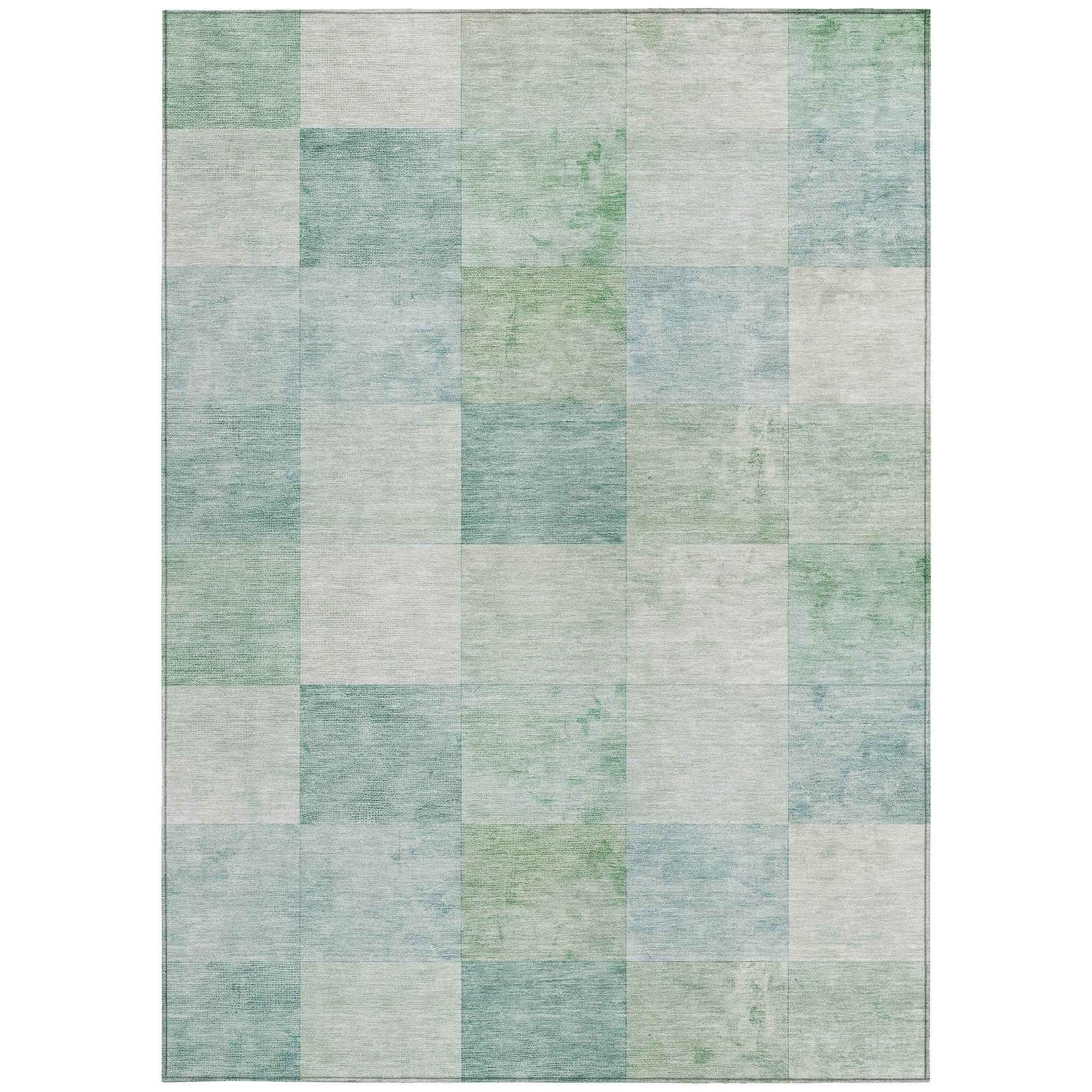 8' X 10' Blue Geometric Washable Indoor Outdoor Area Rug