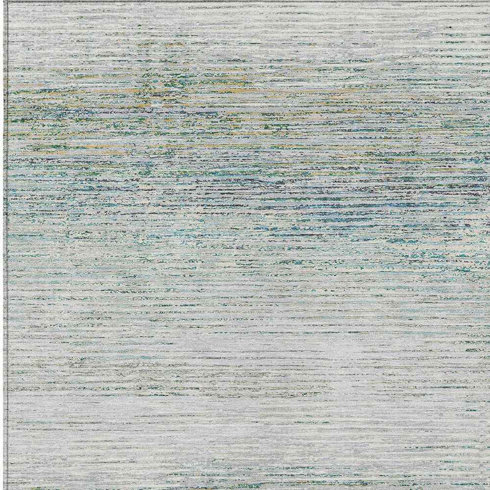 5' X 8' Linen Striped Washable Indoor Outdoor Area Rug