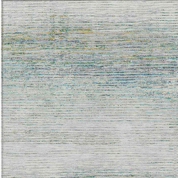 5' X 8' Linen Striped Washable Indoor Outdoor Area Rug