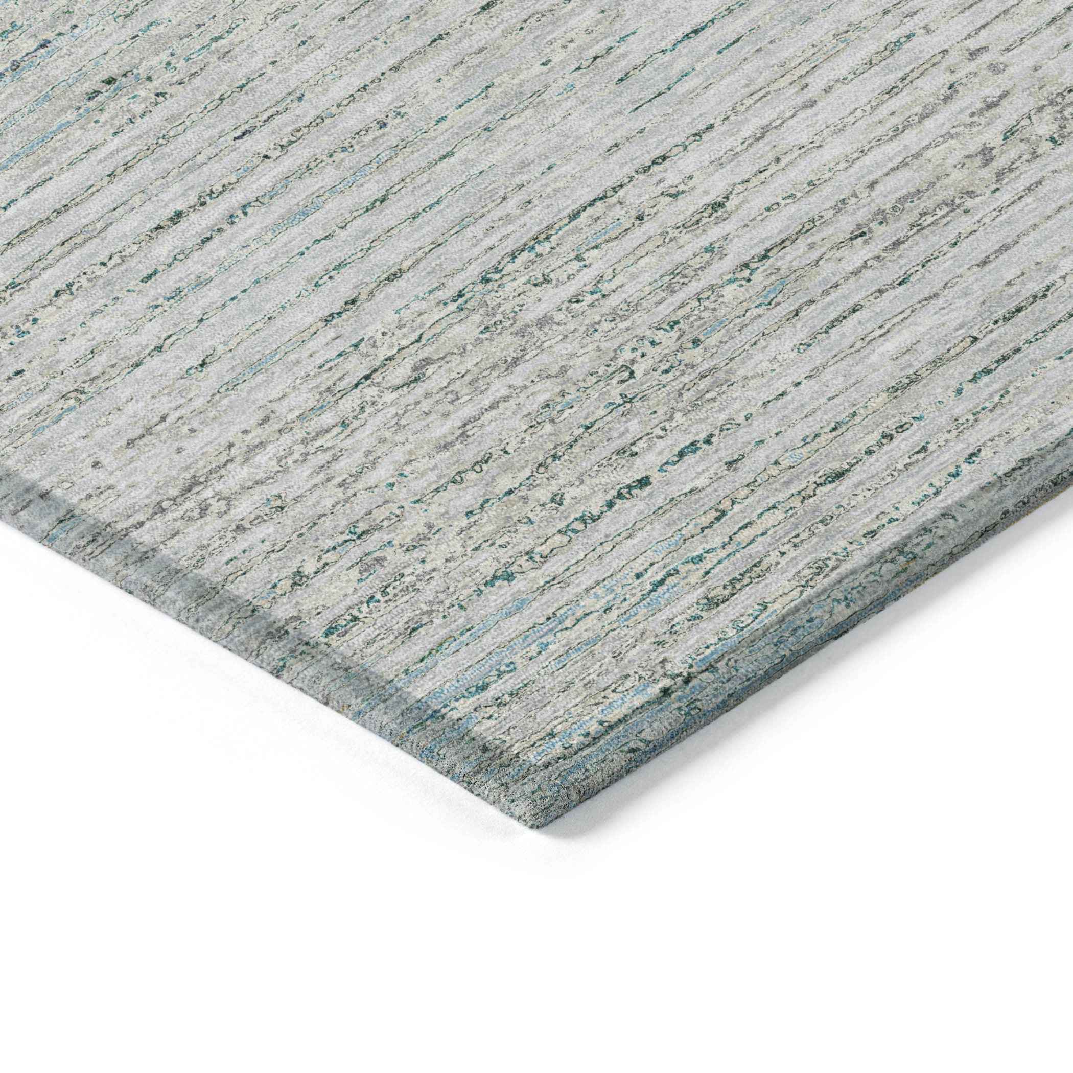 5' X 8' Linen Striped Washable Indoor Outdoor Area Rug