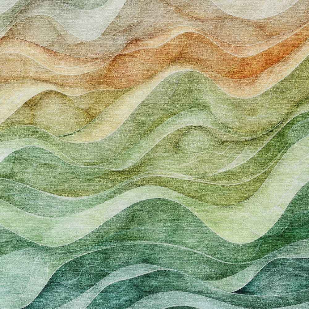 10' X 14' Teal Blue Abstract Washable Indoor Outdoor Area Rug