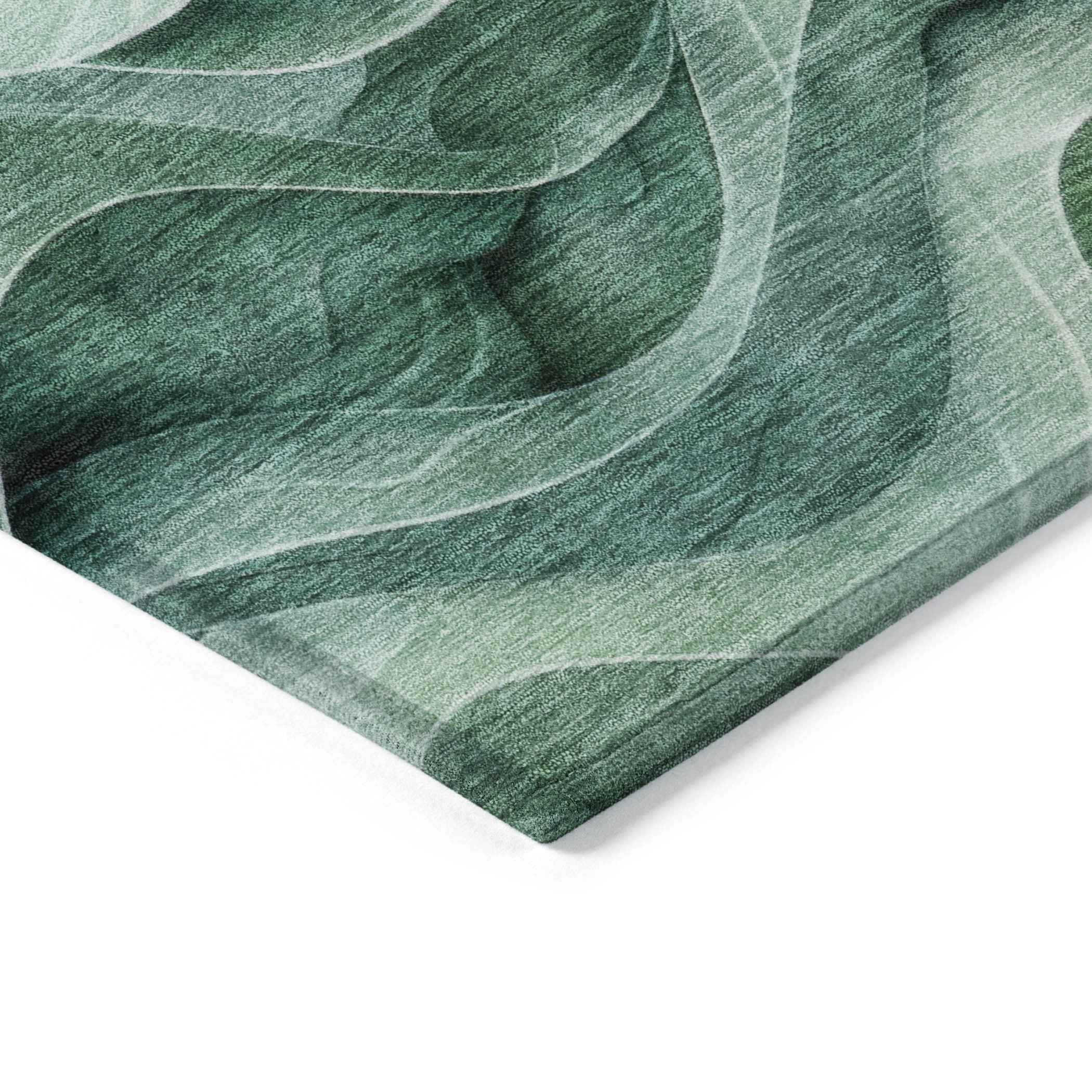 10' X 14' Teal Blue Abstract Washable Indoor Outdoor Area Rug