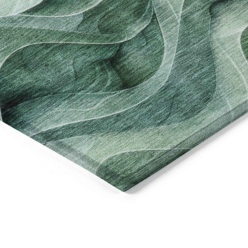 10' X 14' Teal Blue Abstract Washable Indoor Outdoor Area Rug