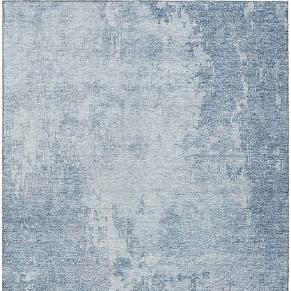 9' X 12' Sky Blue Abstract Washable Indoor Outdoor Area Rug