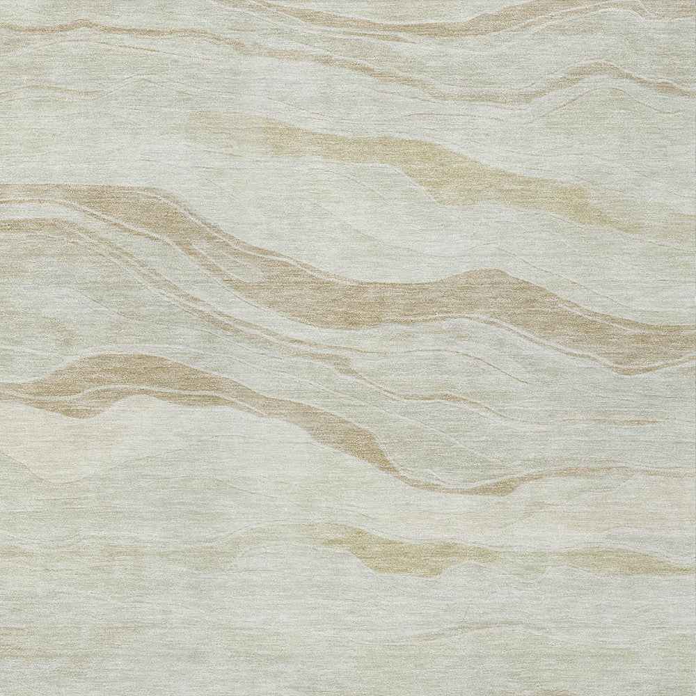 8' X 10' Beige Striped Washable Indoor Outdoor Area Rug