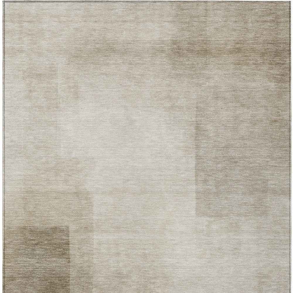 8' X 10' Khaki Geometric Washable Indoor Outdoor Area Rug