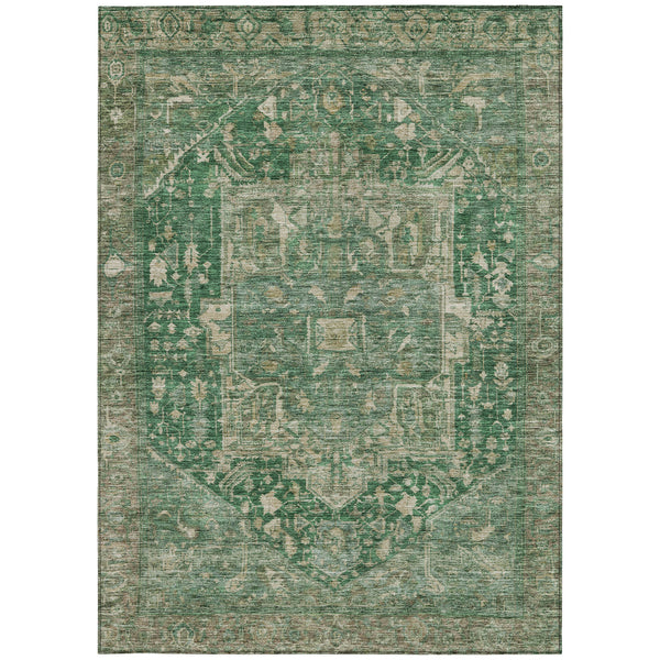 9' X 12' Emerald Medallion Washable Indoor Outdoor Area Rug Default Title