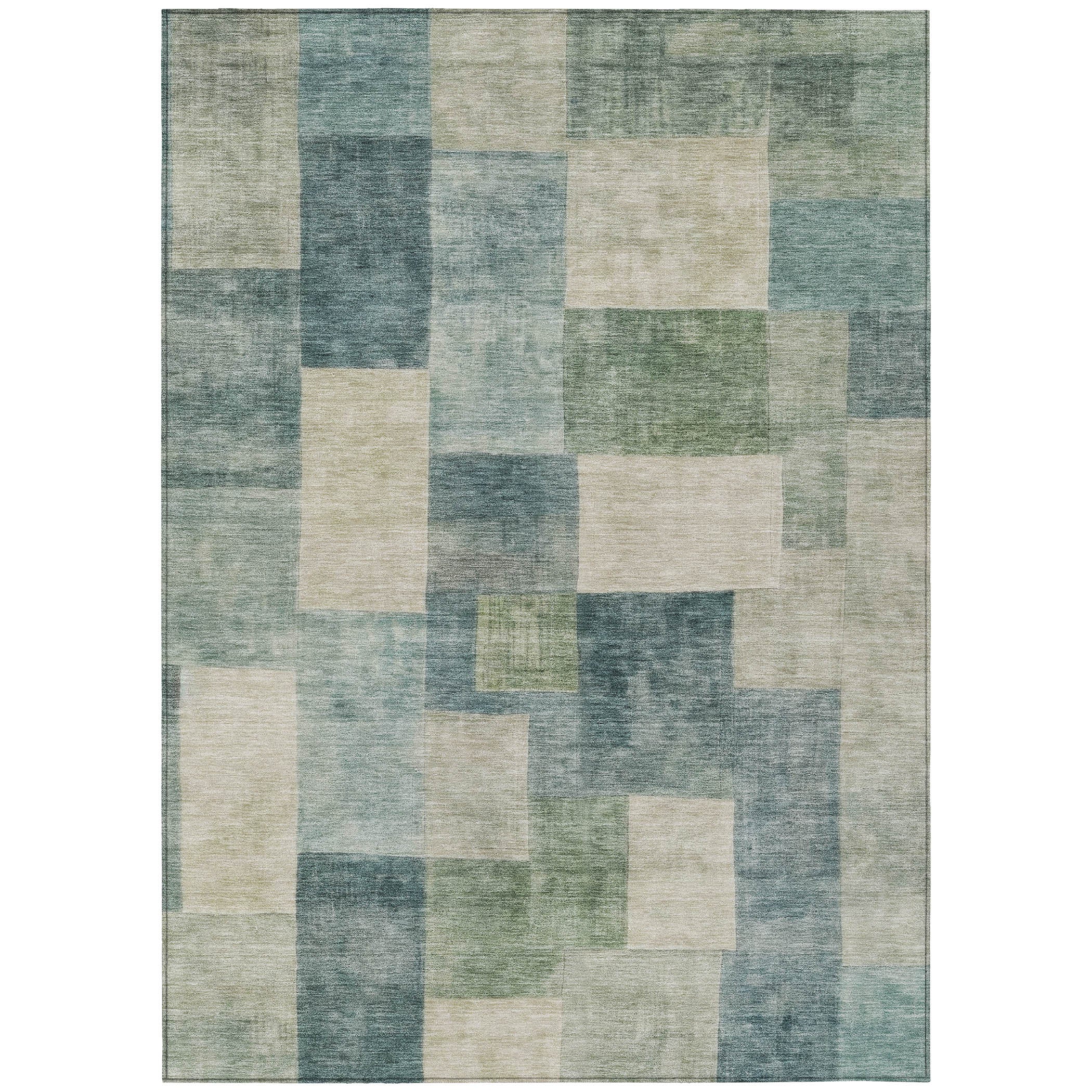 3' X 5' Blue Geometric Washable Indoor Outdoor Area Rug - Sports & Outdoor