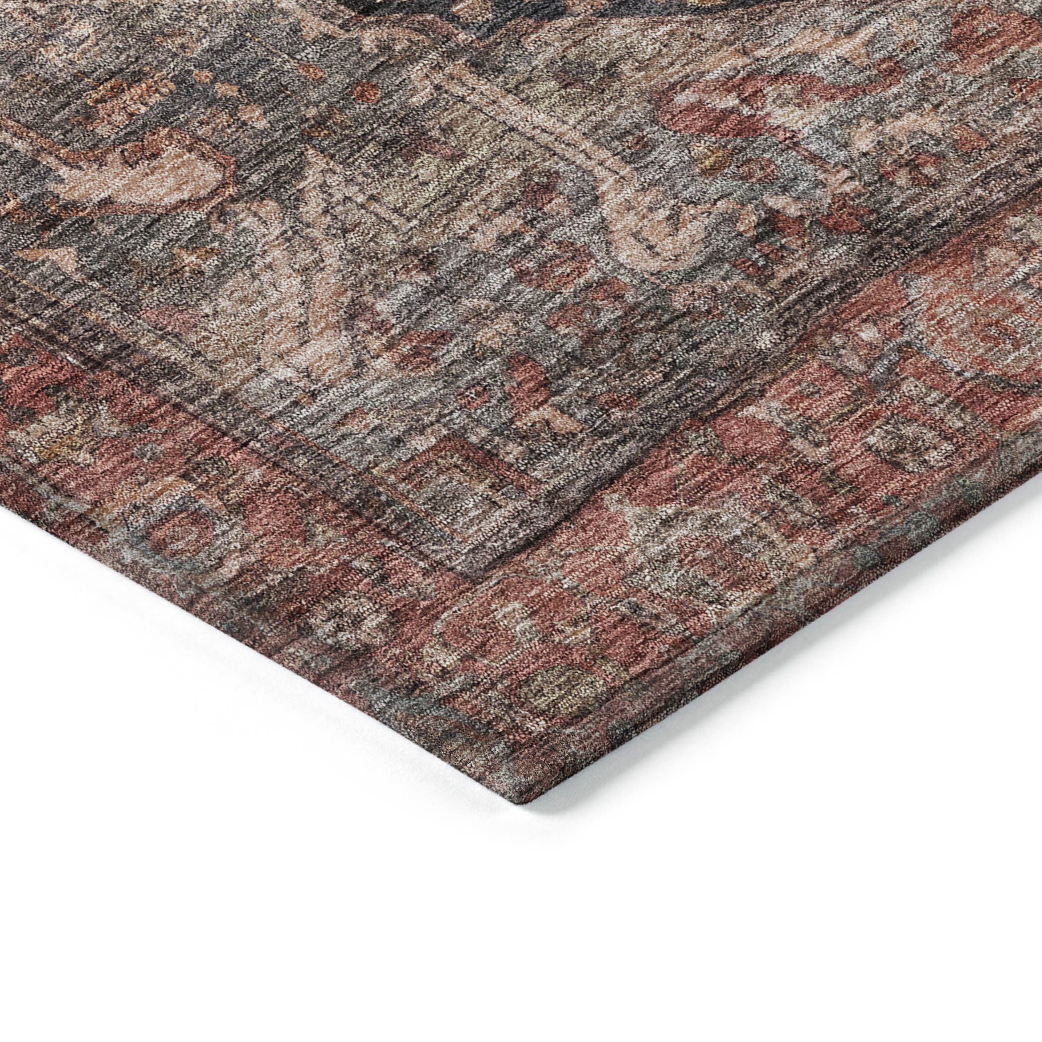 9' X 12' Charcoal Medallion Washable Indoor Outdoor Area Rug