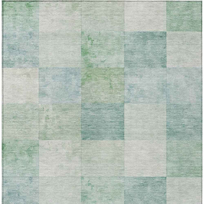 3' X 5' Blue Geometric Washable Indoor Outdoor Area Rug