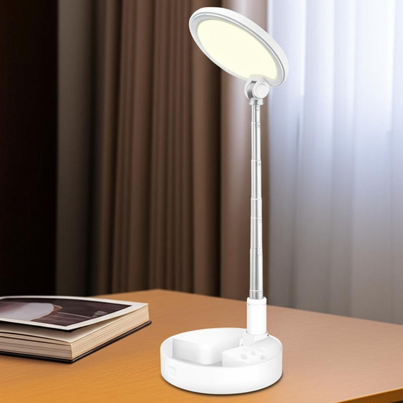 22" White Metal And Plastic Adjustable Portable Desk Lamp LED With Phone Clamp - Lighting