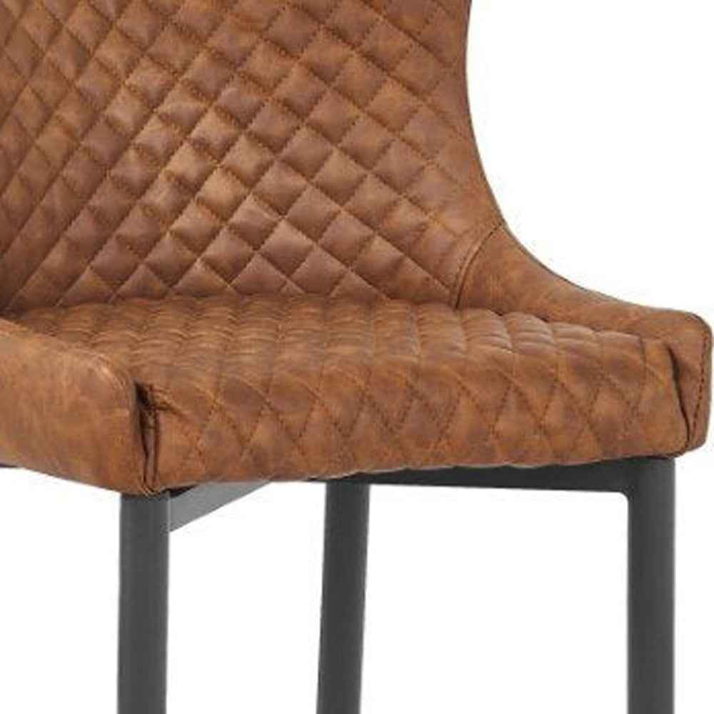 Set of Two 26" Orange and Black Metal and Faux Leather Low Back Counter Height Bar Chairs