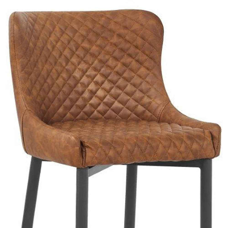 Set of Two 26" Orange and Black Metal and Faux Leather Low Back Counter Height Bar Chairs